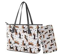 Nittanovaca Borsa con portafoglio abbinato, borsa a tracolla impermeabile per donne e donne, borsa a tracolla impermeabile per lavoro, Osso della zampa di bassotto bianco