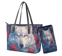 Nittanovaca Borsa con portafoglio abbinato, borsa a tracolla in pelle per donne e signore, borsa a tracolla impermeabile da lavoro, Rosa lupo multicolore