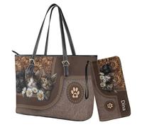 Nittanovaca Borsa tote da donna, set da 2 borse e borse, borsa a tracolla in pelle con cerniera, Margherita Girasole Zampa di G