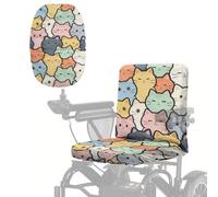 Nittanovaca Coprisedile per scooter elettrico con stampa di gatti in stile cartone animato, resistente, installazione rapida, protezione rimovibile per sedia a rotelle, 89,7 x 45,7 cm