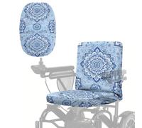 Nittanovaca Coprisedile per sedia a rotelle elettrica con stampa mandala, installazione rapida, accessori per sedia a rotelle, lavabile, antipolvere, con fibbia, blu