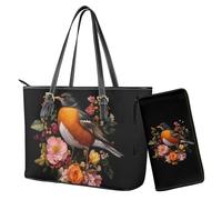 Nittanovaca Set di borse da donna, borsa a tracolla impermeabile con portafoglio set per lavoro, borsa in pelle con borsa, Fiore di passero nero