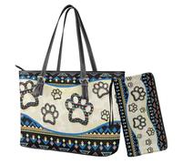Nittanovaca Set di borse e borse, set di borse con cerniera portafoglio impermeabile, borsa a tracolla con manico superiore borsa a tracolla, Multicolore cane Paw Aztec