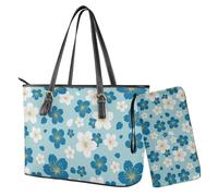Nittanovaca Set di borse e borse, set di borse con cerniera portafoglio impermeabile, borsa a tracolla con manico superiore borsa a tracolla, Blue-Cherry Blossom