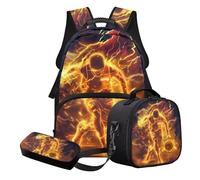 Nittanovaca Set di zaini per la scuola, zaino con borsa per il pranzo e astuccio, set da 3 pezzi, zaino grande per bambini per la scuola elementare, Fulmine di pallac, Set di zaini per la scuola