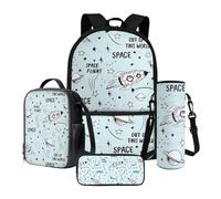 Nittanovaca Set di zaini per studenti,Set di zaini leggeri per bambini,Zaino per la scuola media elementare, Blue-razzo Pianeta Stella, Set di zaini per la scuola