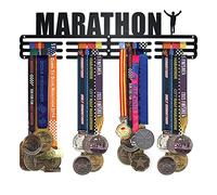 NITTEB Porta Medaglie Maratona - Medagliere da Parete Nero per Running, Corsa e Gare Podistiche - Supporto da Muro per Runner e Atleti
