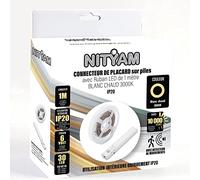 NITYAM Connettore armadio con striscia LED 1 metro bianco caldo (3000K) con rilevatore di movimento, connettore batteria, IP20 solo per uso interno