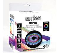 NITYAM Striscia LED 3 metri, Striscia LED Multicolor (RGB), Striscia LED con sensore di movimento, Striscia LED IP44 - uso interno ed esterno