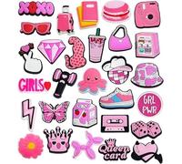 Nityunn Ciondoli per scarpe per zoccoli, accessori casuali per scarpe da uomo e donna, in PVC, accessori per sandali e braccialetti, Rosa 30 pezzi