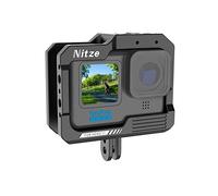 Nitze Gabbi in Lega di Alluminio per Gopro HERO 13/12/ 11/10/ 9 Black Action Camera, Vlog Cage con 2 Cold Shoe,Diversi Fori Filettati per Microfono Luce LED-T-GP01A