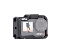 Nitze Gabbia per DJI Osmo Action 5 Pro/ 4 / 3, Gabbia Protettiva in Alluminio con Interfaccia Magnetica, Fori di Individuazione da 1/4" e Cold Shoe per Microfono o Luce Video a LED - T-D03A