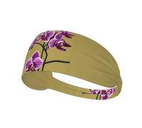 NIUBADAO Bella fascia elastica per capelli sportiva con orchidee, unisex, assorbe l'umidità ed elimina il sudore in eccesso, adatta per sport come calcio, corsa, yoga, ecc., nero