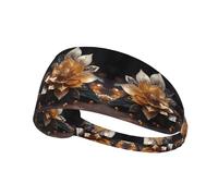 NIUBADAO Fascia elastica per capelli con fiore di loto bianco, unisex, assorbe l'umidità ed elimina il sudore in eccesso, adatta per sport come calcio, corsa, yoga, ecc., nero