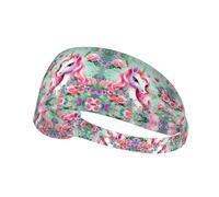 NIUBADAO Fascia elastica per capelli con unicorno rosa, unisex, assorbe l'umidità ed elimina il sudore in eccesso, adatta per sport come calcio, corsa, yoga, ecc., nero