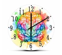 NIUBB 30 CM Colorato cervello anatomia pittura artistica orologio da parete per studio medico psicologia opera d'arte Med orologio da parete neurologo