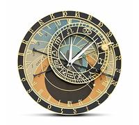 NIUBB 30 CM Orologio da parete astronomico stampato Repubblica ceca Praga per camera da letto Orologi da astrologia Steampunk Orologio da viaggio europeo per la casa
