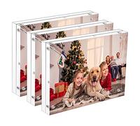 NIUBEE Cornice portafoto in acrilico, confezione da 3 pezzi, 20% più spesso blocco trasparente su entrambi i lati per foto da 12,7 x 17,8 cm