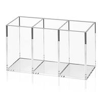 NIUBEE Portapenne in acrilico con 3 scomparti, trasparente, per riporre accessori da scrivania