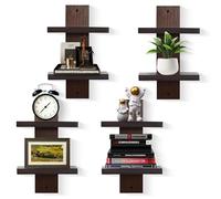 NIUBEST Mensola a parete verticale a 2 livelli,mensole sospese a colonna,scaffali decorativi impilabili per arredamento casa,soggiorno e camera da letto,confezione da 4 pezzi(noce)