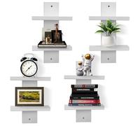 NIUBEST Mensola a parete verticale a 2 livelli,mensole sospese a colonna,scaffali decorativi impilabili per arredamento casa,soggiorno e camera da letto,confezione da 4 pezzi(bianco)