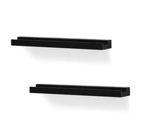 NIUBEST Supporto da parete per dischi in vinile, confezione da 2 mensole per dischi in vinile, per LP, CD, libri, decorazione vintage per la casa (nero)