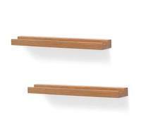 NIUBEST Supporto da parete per dischi in vinile, confezione da 2 mensole per dischi in vinile, per LP, CD, libri, decorazione vintage per la casa (colore legno)