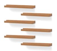 NIUBEST Supporto da parete per dischi in vinile, confezione da 6 mensole per dischi in vinile, per LP, CD, libri, decorazione vintage per la casa (colore legno)