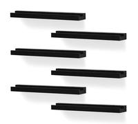 NIUBEST Supporto da parete per dischi in vinile, confezione da 6 mensole per dischi in vinile, per LP, CD, libri, decorazione vintage per la casa (nero)