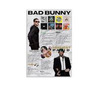 niubikela Poster decorativo da parete con collage musicale in stile retrò, motivo: Bad Bunny, 30 x 45 cm, senza cornice