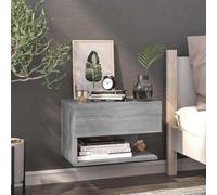 NiuBIKeLasI Comodino da parete grigio Sonoma in legno sospeso e stretto, 46 x 29,5 x 30 cm, portata 50 kg, come comodino, comodino e tavolino per camera da letto, corridoio o soggiorno