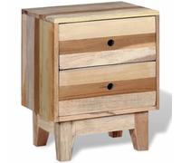 NiuBIKeLasI Comodino in legno massiccio anticato beige, 30 x 40 x 50 cm, 2 cassetti, realizzato a mano, come comodino, comodino, cassettiera, armadietto, spazio per camera da letto, corridoio