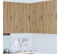 NiuBIKeLasI Lucca Armadio angolare da parete in rovere Artisan, 57 x 57 x 100 cm, con 2 ripiani e 2 ante, mobile da cucina per stoccaggio, pensile, armadietto sottopensile, dispensa