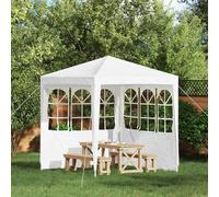 NiuBIKeLasI Tenda laterale per feste, 2 pezzi, 200 x 195 cm, bianco, PE e acciaio, resistente alle intemperie, protezione UV, impermeabile, per gazebo, tenda da giardino, pergola ed eventi all'aperto