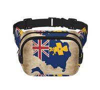 Niue flag map01 stampa Carino Grande Nero Fanny Pack per le donne Cross Body Marsupio Nylon Fashion Fanny Pack, nero, Taglia unica