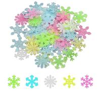 Niuhong 100 Pcs Adesivi Murali Fiocchi Neve Luminosi Adesivo 3D Fiocco Neve Fluorescente Adesivi Murali Bambini Adesivi Luminosi Bagliore Nel Buio Interruttore Adesivo (colorati)