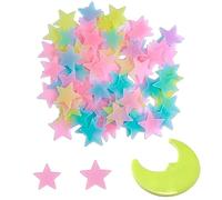 Niuhong 100 Pcs Decalcomanie Parete Fluorescenti Decorazione Adesiva Stella 3D Soffitto Decalcomanie Da Muro Stella Camera Da Letto Adesivo Stelle Luminose Adesivo Interruttore Della Luce (Colorato)