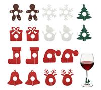 Niuhong 18 anelli natalizi per bicchieri in feltro, colori verde, rosso, bianco, assortiti, set per bicchieri di Natale, decorazione per l'Avvento, decorazione da tavolo, casa, ufficio, feste