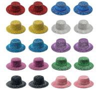 Niuhong 20 Pcs Mini Cappelli Formali Cappello Cilindro Piccolo Mestiere Mini Cappello Set Tappi Piatti Vino Mago Miniatura Pupazzo Neve Carino Fai Da Te Cappelli Decorazione Festival Natale (C)