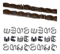 Niuhong 24 Pcs Gioielli Dreadlocks Trecce Clip Capelli Intrecciare Polsini Anelli Trecce Vichinghi Trecce Loc Accessori Capelli Clip Trecce Accessori Donne e Ragazze (nero)