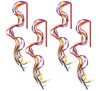 Niuhong 4 Pcs Arcobaleno Nastri Bastone Bande Danza Abilità Bastone Asta Swing Banda Asta Ragazza Arte Danze Streamer Giocoleria Vestiti Bambini Bastone Nastro Dell'Arcobaleno