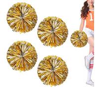 Niuhong 4 Pcs Pom Cheerleader Cheers Ball Cheer Leader Poms Pom Tifo Squadra Sportiva Accessori Cheerleading Sports Games Team Bambini Cheerleader Giochi Palla Pompon Poms Spirito Tifo (Oro+Argento)