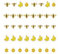 Niuhong 40 Pcs Ape Charms Ciondolo Smalto Girasole Nido d'Ape Gioielli Fascino Dell'Ape Dell'Insetto Portachiavi Fortunato Fai Da Te Collane Bracciali Mestiere Monili Che Fanno