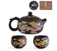 NIUKOMY Set di Teiere Yixing Zisha 450ML, Cinese Teiera in Argilla Fatte a Mano con Scatola Regalo, Set da Tè Che Cambia Colore, Grande Teapot Kung Fu con 2 Tazze, Drago e Fenice
