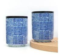 NIUKOMY Tazza da Tè in Ceramica Giapponese, Set di 2 Tazze da Tè in Porcellana Cinese, Vintage Tazzine da Caffè Senza Manico, Bicchieri da Tè Set Blu 275ML