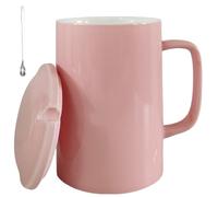 NIUKOMY Tazze Extra Large 1000ML, Tazze Giganti, Tazza Jumbo, Grandi Tazza da Caffè in Ceramica, Tazza da Tè Grande con Coperchio e Cucchiaio, Grandi Tazze da Latte in Porcellana, Rosa