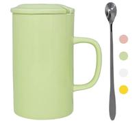 NIUKOMY Tazze Extra Large, Tazze Giganti, Tazza Jumbo 900ML, Verde Grandi Tazza da Caffè in Ceramica, Tazza da Tè Grande con Coperchio e Cucchiaio, Grandi Tazze da Latte in Porcellana