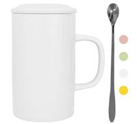 NIUKOMY Tazze Giganti 900ML, Tazza da Caffè Extra Large Bianco, Tazza da Tè Grande con Coperchio e Cucchiaio, Tazza da Jumbo, Tazza Giant, Big Mug 30OZ, XXL Tazze da Tè in Ceramica