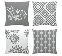 NIULAA Federe Cuscini Divano 45x45 Velluto Grigio Bianco Copricuscini Divano Moderna Fodere Cuscino Geometrici Quadrati Decorativi Set di 4 Federa per Soggiorno Sedia Divano