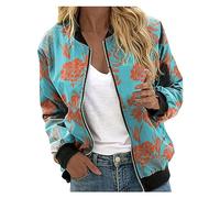 NIULI Giacca bomber corta da donna, invernale, sottile, basica, da pilota e primavera, per le mezze stagioni, per l'università, leggera, Blu, XL
